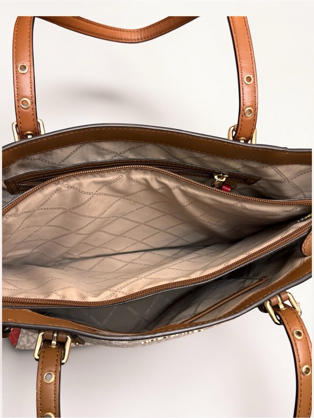 Michael Kors Voyager East/West Signature Tote Dahlia Multi Coral/Cream - Picture 11 of 13